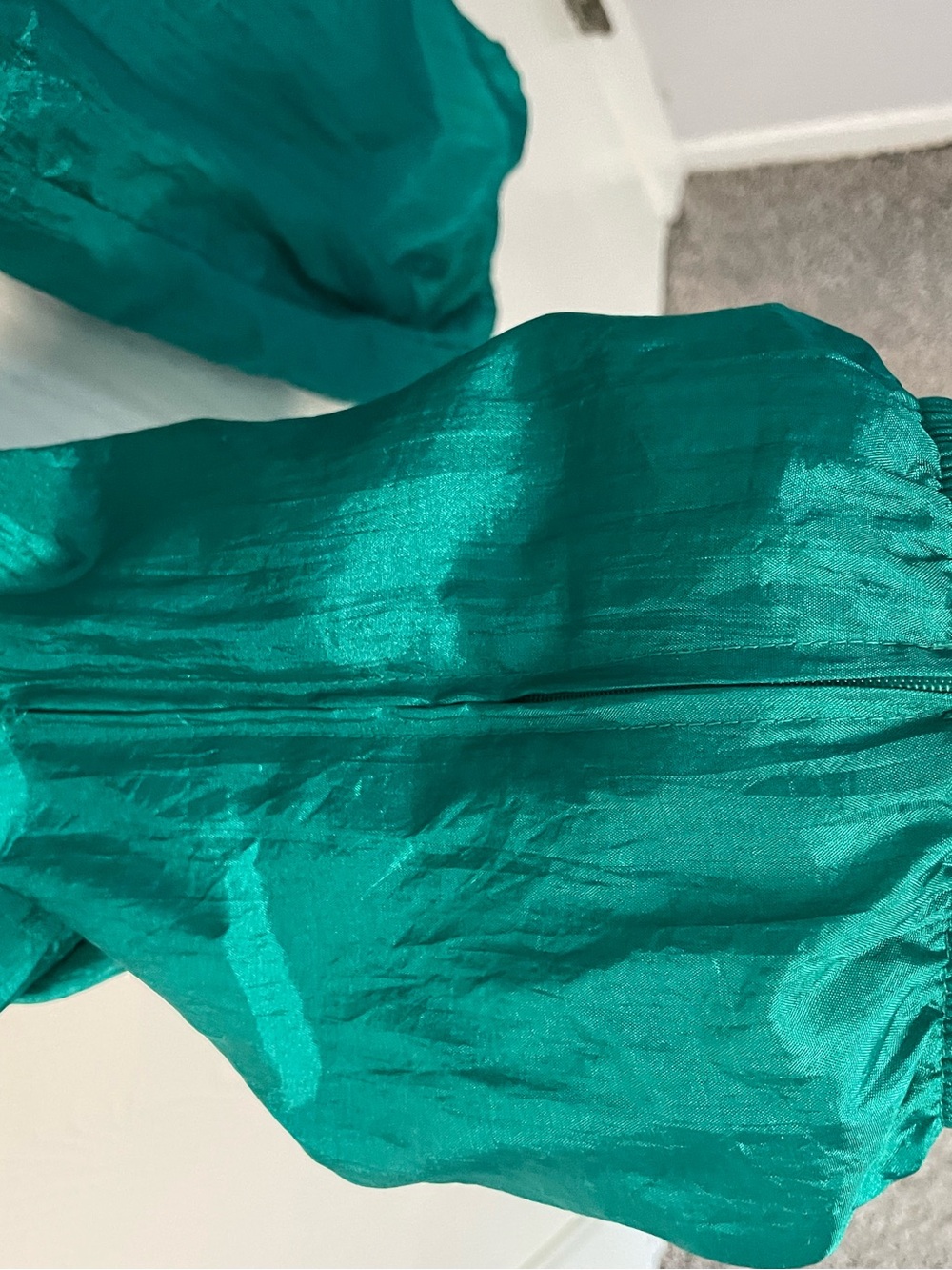 Vintage 80s 90s Teal Nylon Windbreaker Track Pants Large Ankle Zip - Picture 4 of 12